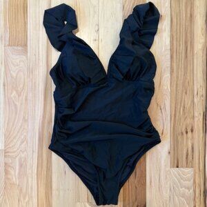 Classic Black Tummy Control One-Piece Swimsuit | Size Large